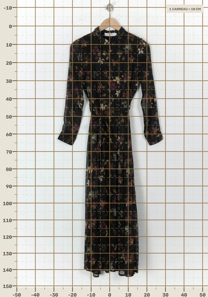 Robe Longue Noire et Fleurie - Taille S/36 de la marque La Petite Etoile | PARAD120688 - Vendu par Paradigme - Image 4