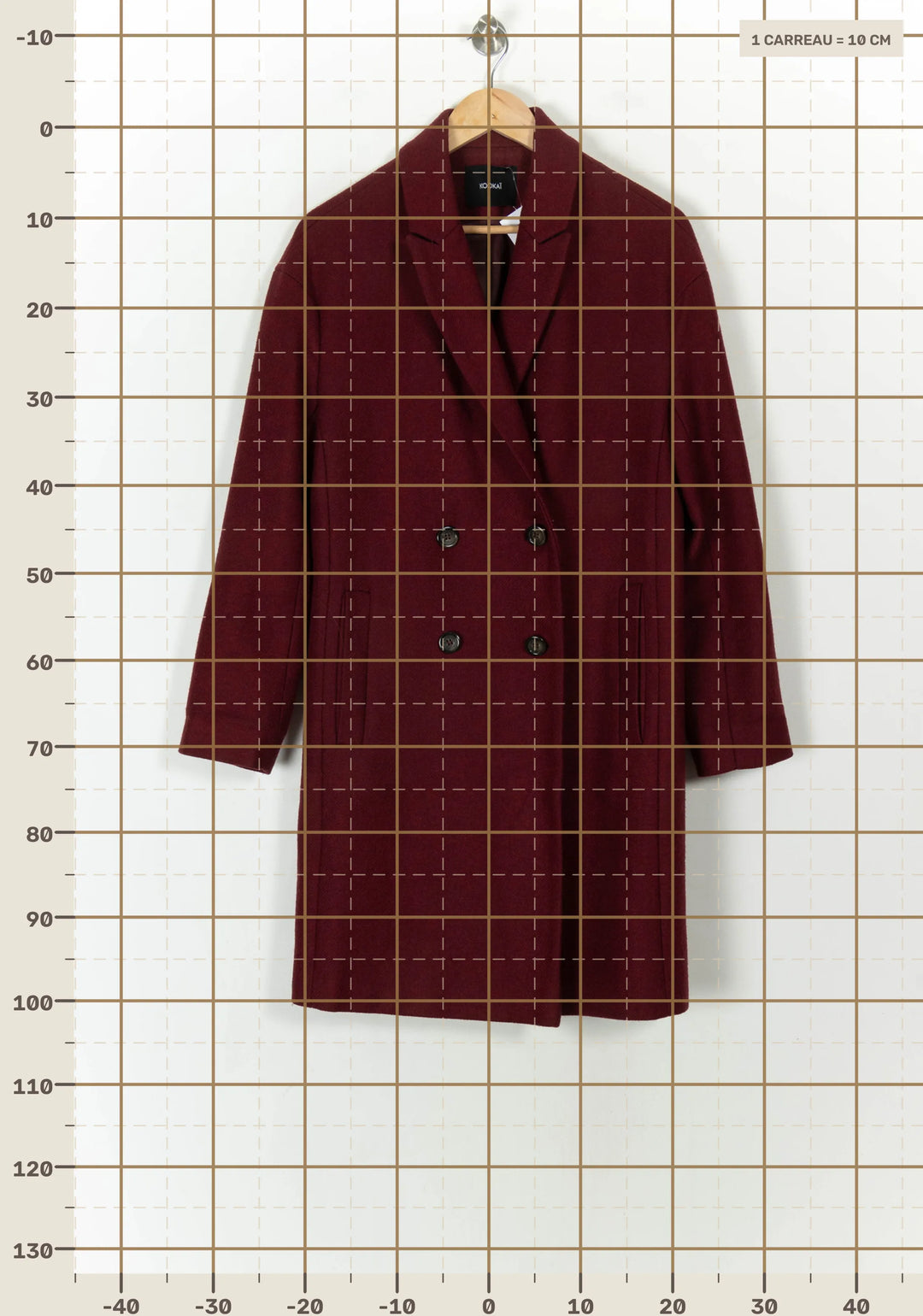 Manteau Bordeaux - Taille S/36 de la marque Kookai | PARAD120697 - Vendu par Paradigme - Image 4