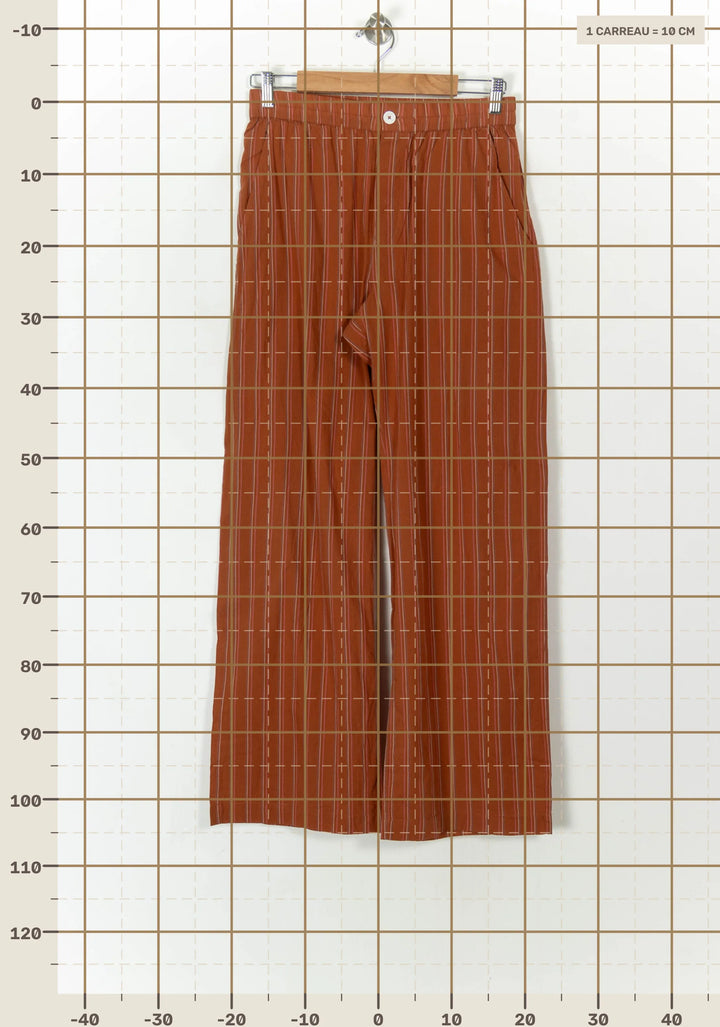 Pantalon Rayé Marron et Blanc - Taille L/40 de la marque Des petits hauts | PARAD120703 - Vendu par Paradigme - Image 4