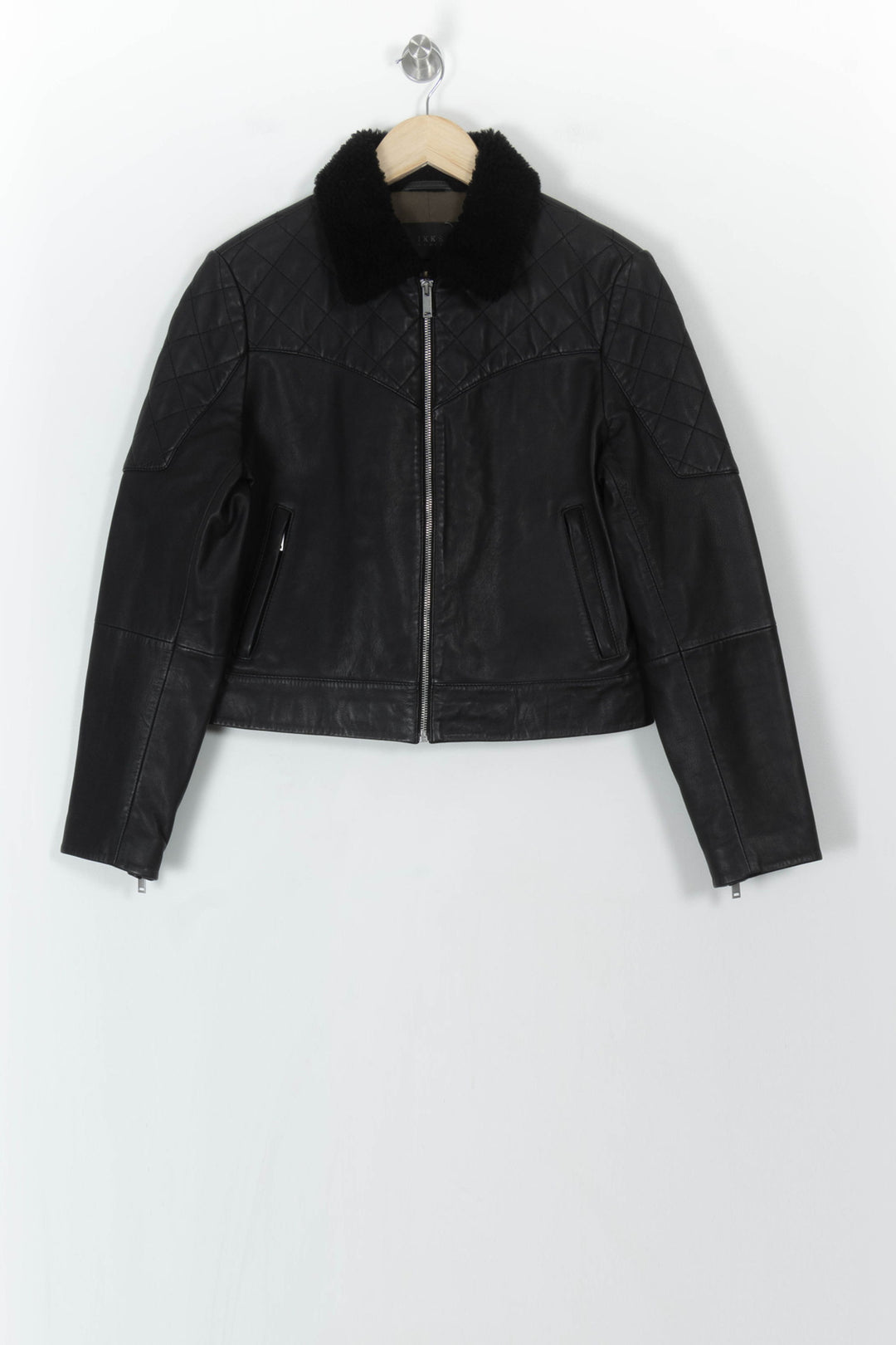 Blouson En Cuir Noir - Taille M/38 de la marque IKKS | PARAD120706 - Vendu par Paradigme - Image 5