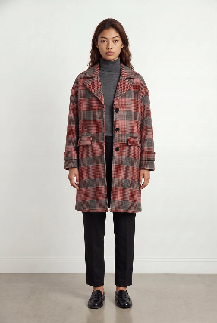 Manteau Carreaux Gris et Rouge - Taille S/36 de la marque Ekyog | PARAD120725 - Vendu par Paradigme - Image 1