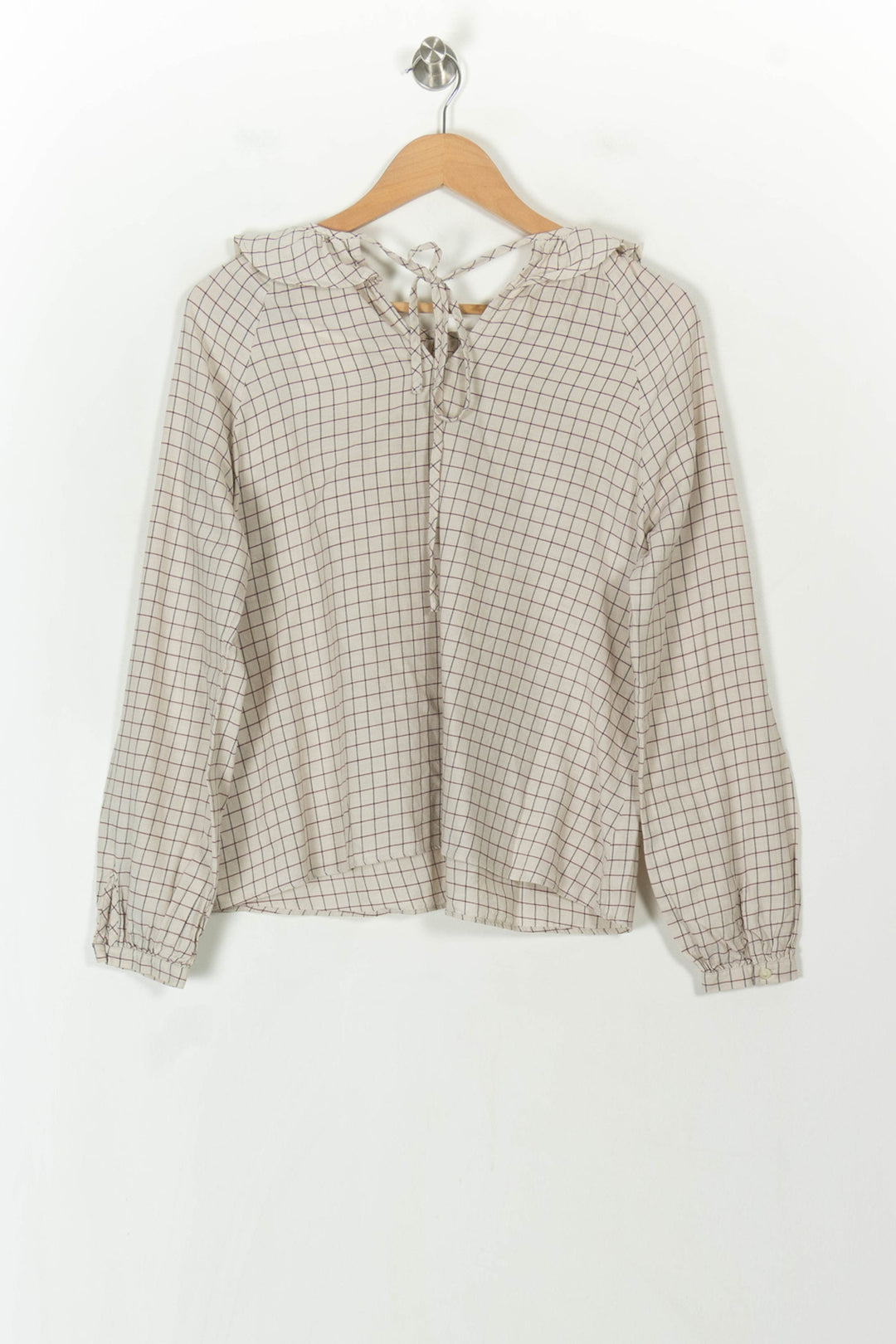 Blouse Écrue à Carreaux Marron - Taille M/38 de la marque Sézane | PARAD120733 - Vendu par Paradigme - Image 5