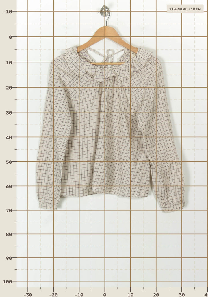Blouse Écrue à Carreaux Marron - Taille M/38 de la marque Sézane | PARAD120733 - Vendu par Paradigme - Image 4