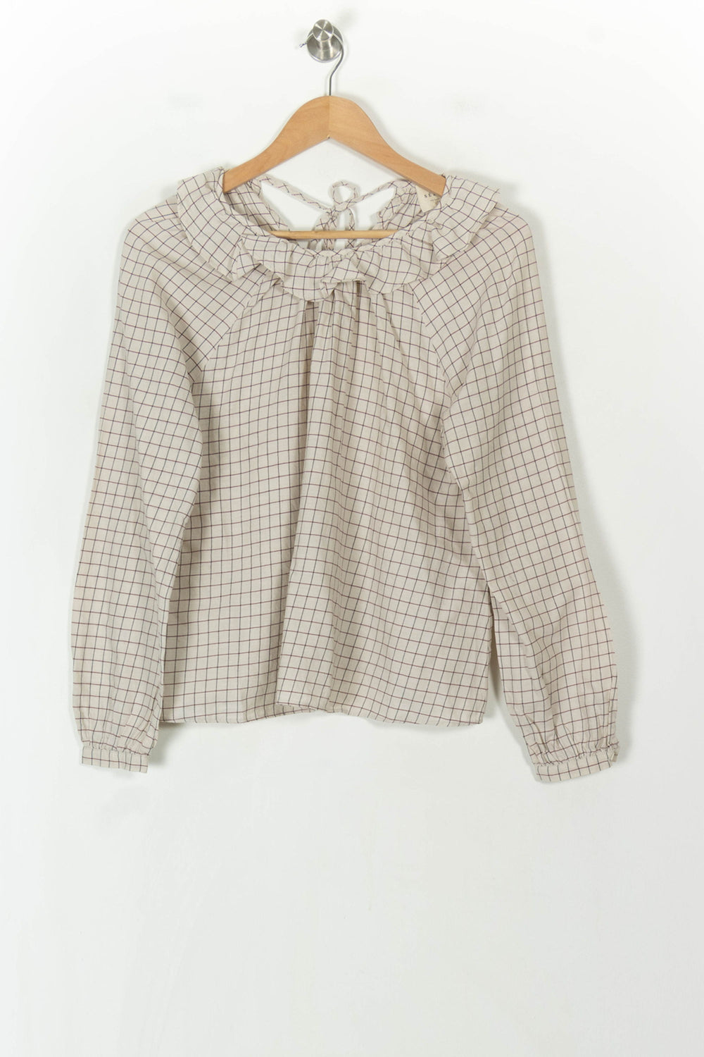 Blouse Écrue à Carreaux Marron - Taille M/38 de la marque Sézane | PARAD120733 - Vendu par Paradigme - Image 2