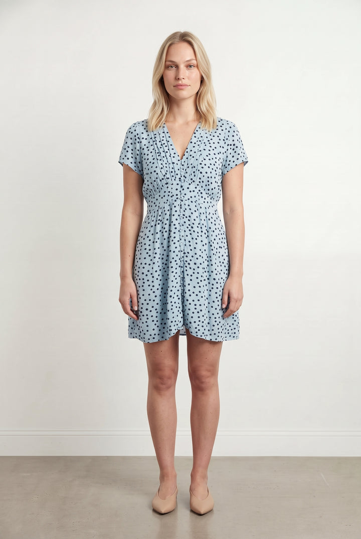Robe Courte Bleue à Pois Noirs - Taille L/40 de la marque IKKS | PARAD120737 - Vendu par Paradigme - Image 1