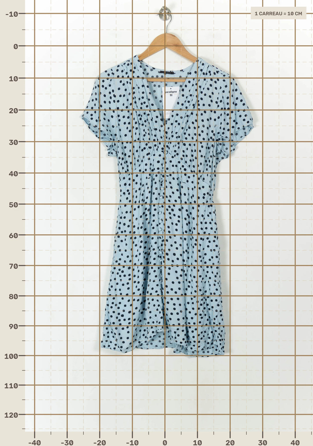 Robe Courte Bleue à Pois Noirs - Taille L/40 de la marque IKKS | PARAD120737 - Vendu par Paradigme - Image 4