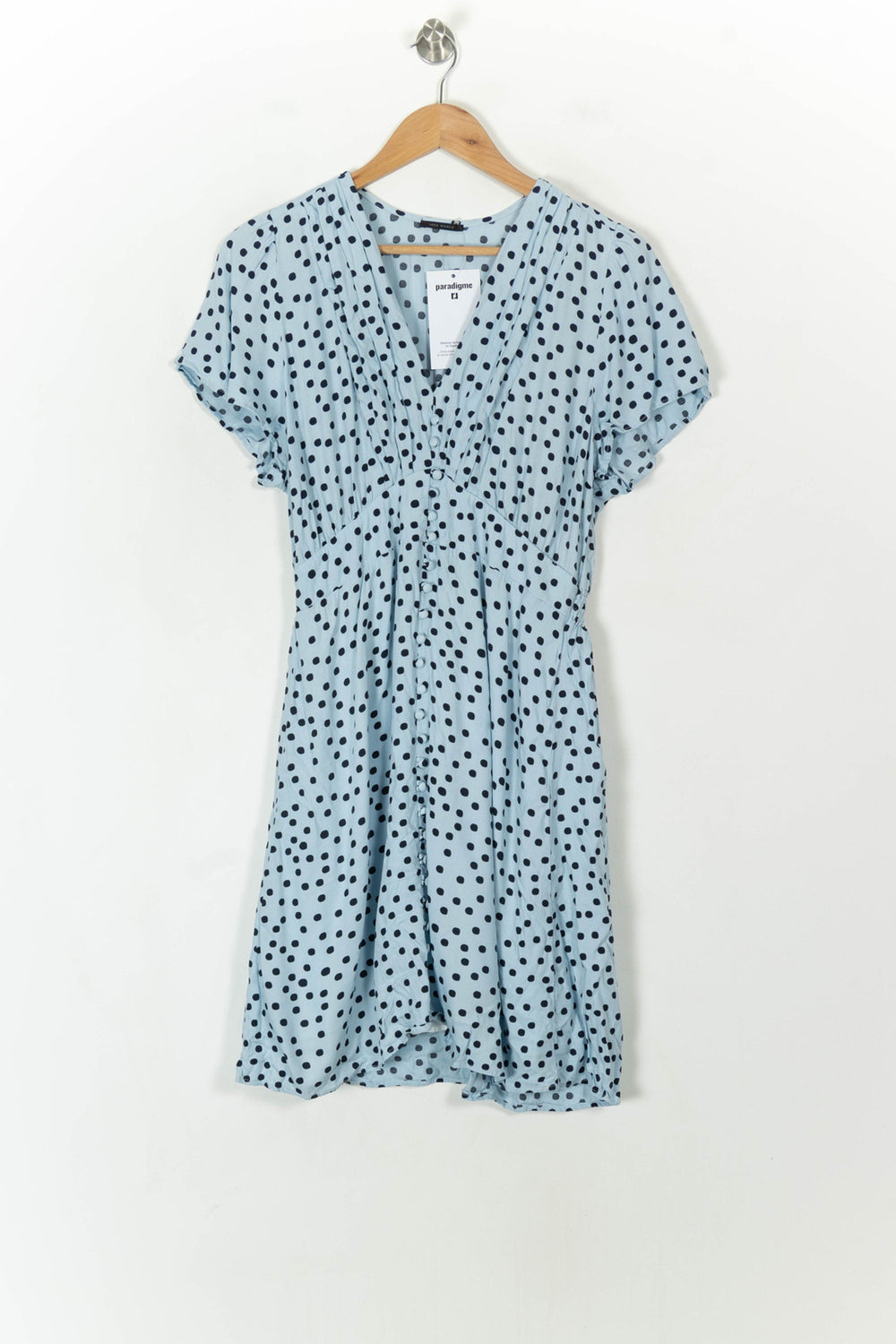 Robe Courte Bleue à Pois Noirs - Taille L/40 de la marque IKKS | PARAD120737 - Vendu par Paradigme - Image 2