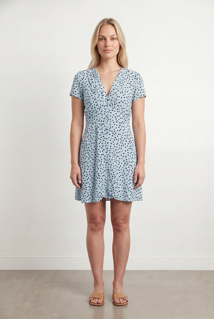Robe Courte Bleu à Pois Noirs - Taille L/40 de la marque IKKS | PARAD120742 - Vendu par Paradigme - Image 1