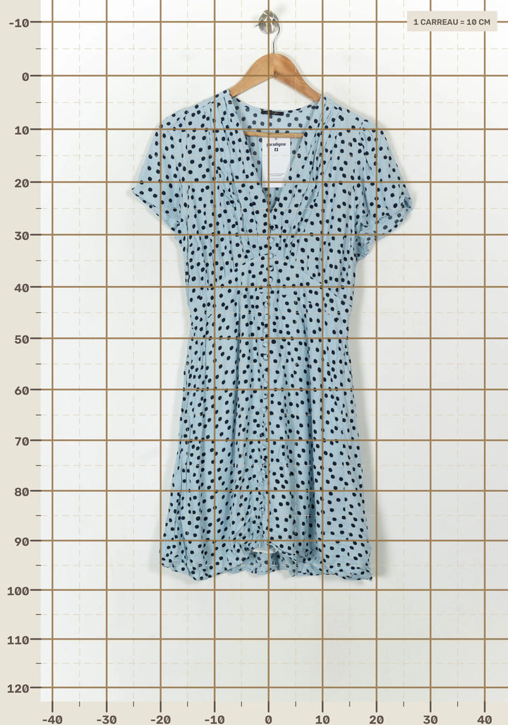 Robe Courte Bleu à Pois Noirs - Taille L/40 de la marque IKKS | PARAD120742 - Vendu par Paradigme - Image 4