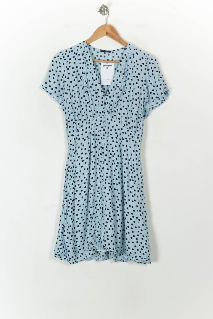 Robe Courte Bleu à Pois Noirs - Taille L/40 de la marque IKKS | PARAD120742 - Vendu par Paradigme - Image 2