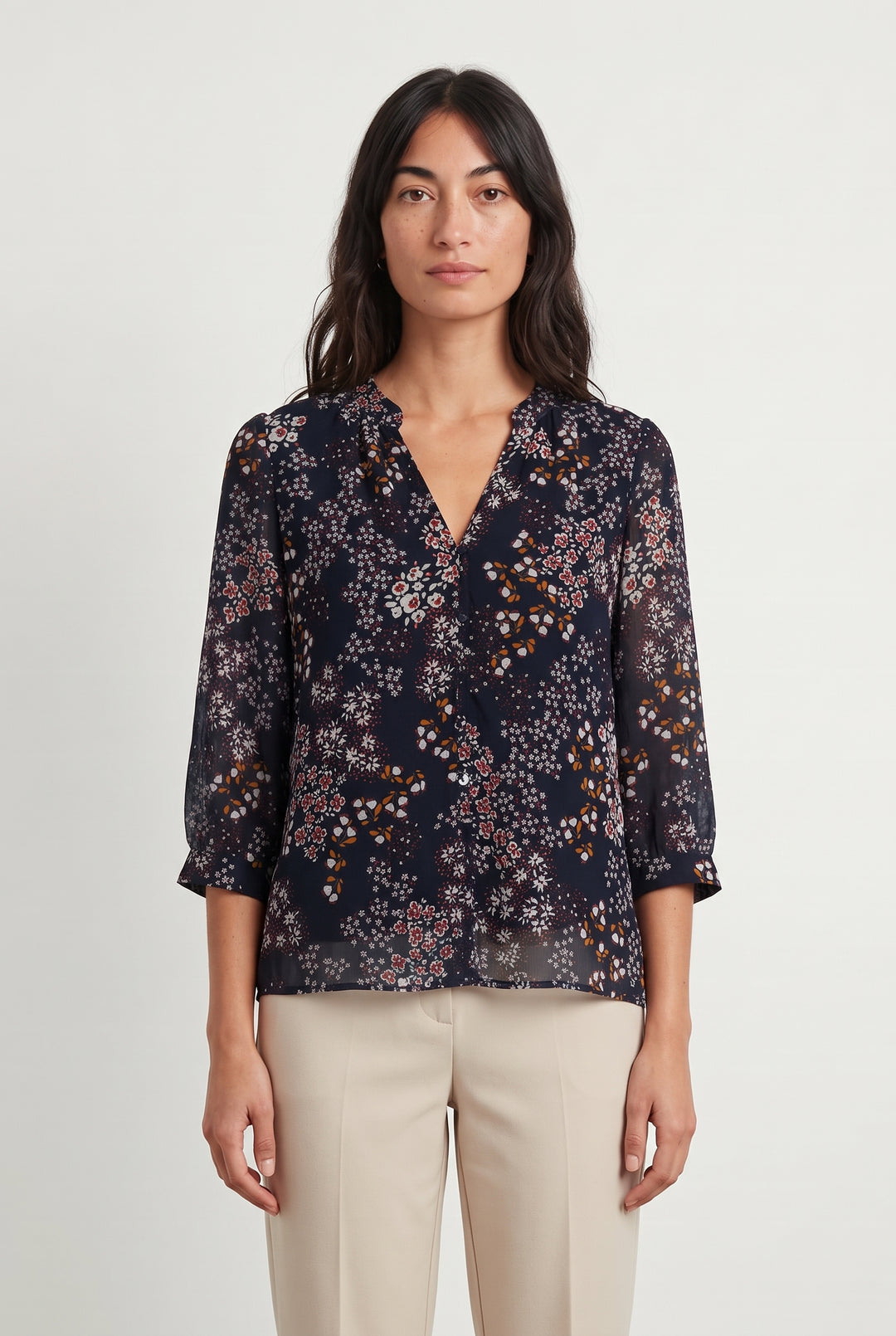 Blouse Fleurie Multicolore - Taille M/38 de la marque La Fée Maraboutée | PARAD120745 - Vendu par Paradigme - Image 1