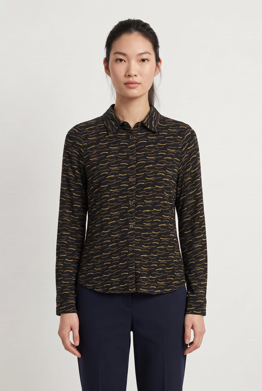 Chemisier Noir et Jaune - Taille M/38 de la marque La Fée Maraboutée | PARAD120749 - Vendu par Paradigme - Image 1