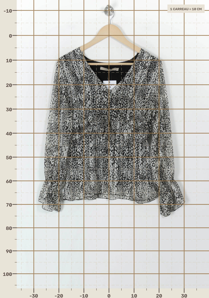 Blouse Noire et Blanche - Taille M/38 de la marque La Fée Maraboutée | PARAD120751 - Vendu par Paradigme - Image 4