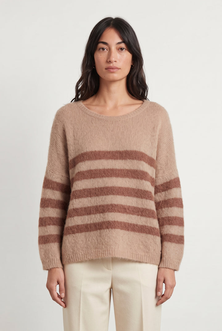 Pull Rose et Marron - Taille M/38 de la marque Des petits hauts | PARAD120765 - Vendu par Paradigme - Image 1