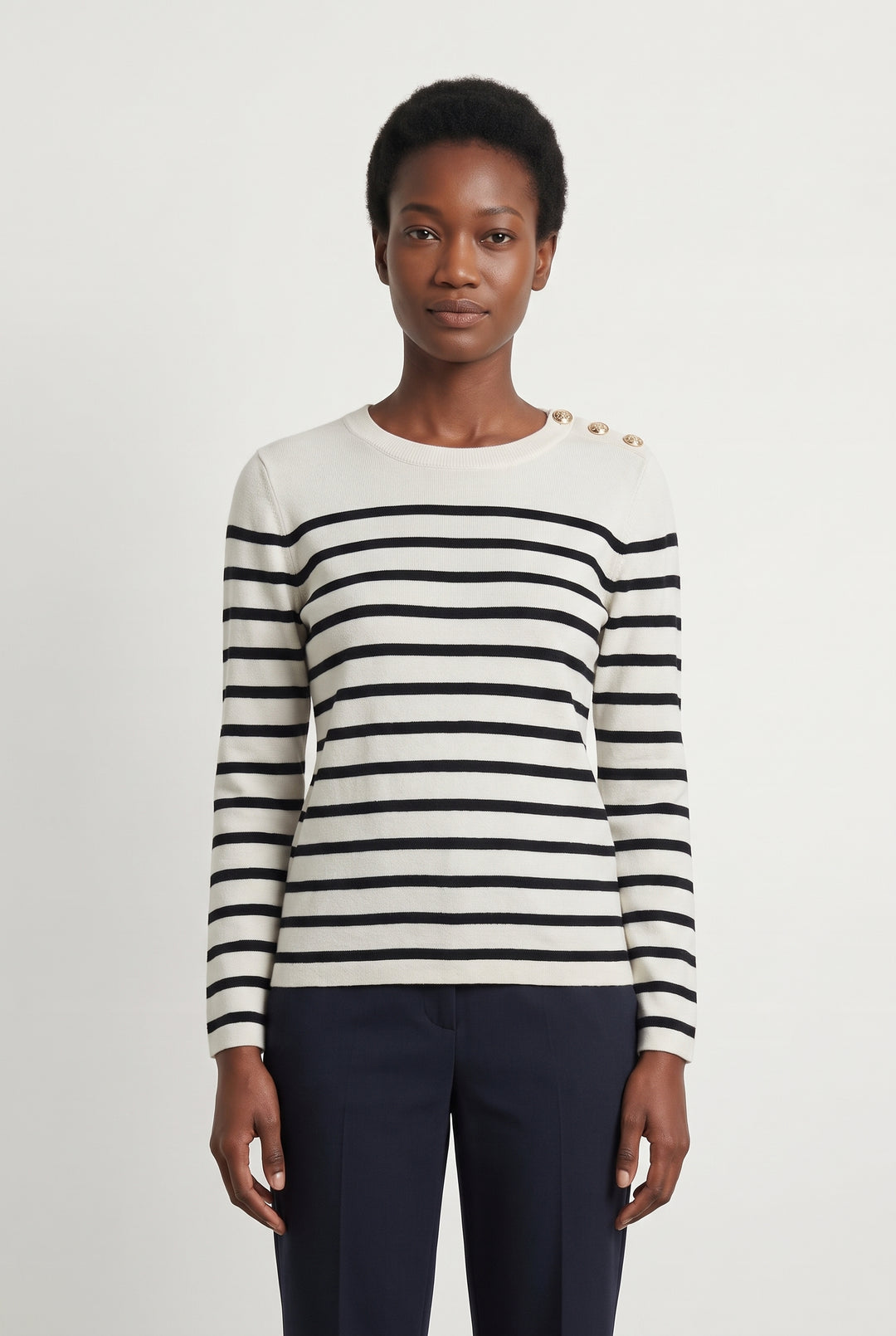 Marinière Blanche et Noire - Taille S/36 de la marque Caroll | PARAD120773 - Vendu par Paradigme - Image 1