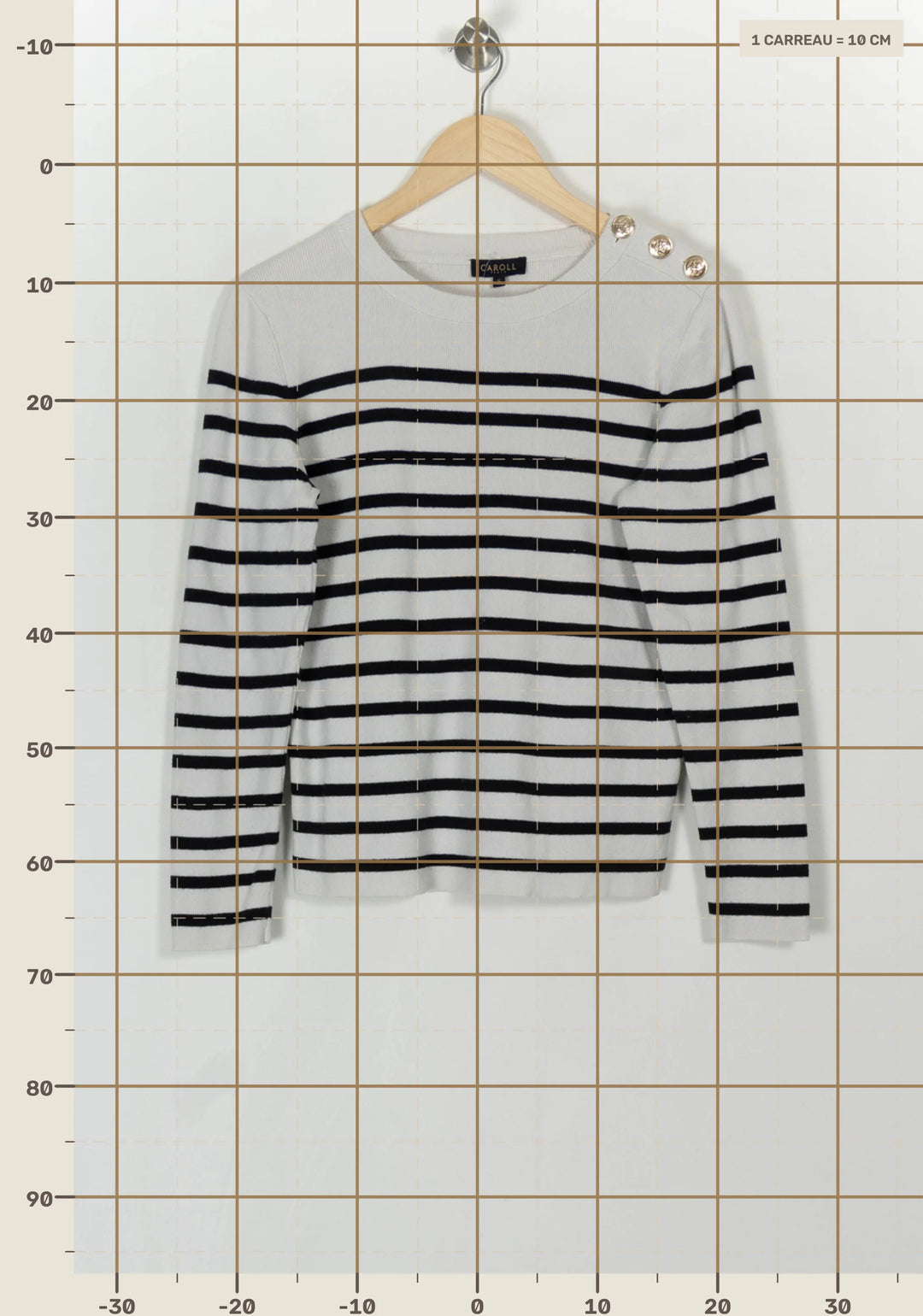 Marinière Blanche et Noire - Taille S/36 de la marque Caroll | PARAD120773 - Vendu par Paradigme - Image 4