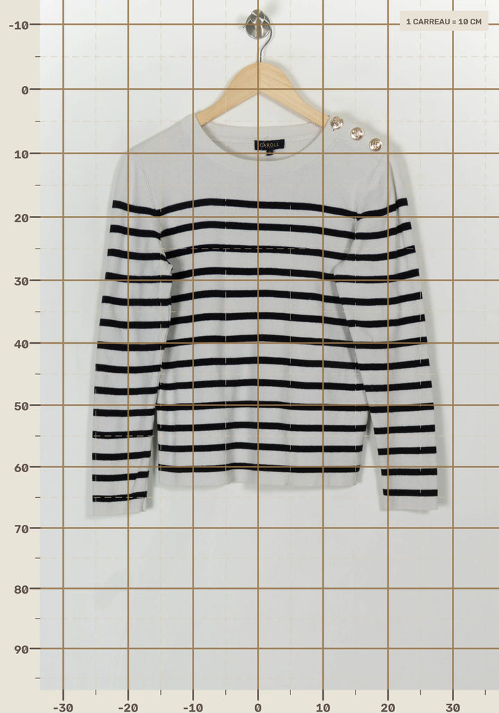 Marinière Blanche et Noire - Taille S/36 de la marque Caroll | PARAD120773 - Vendu par Paradigme - Image 4