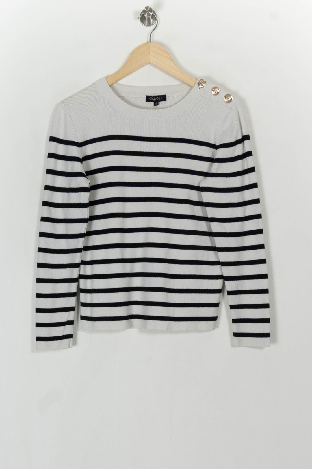 Marinière Blanche et Noire - Taille S/36 de la marque Caroll | PARAD120773 - Vendu par Paradigme - Image 2