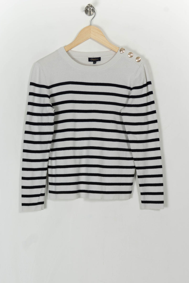 Marinière Blanche et Noire - Taille S/36 de la marque Caroll | PARAD120773 - Vendu par Paradigme - Image 2