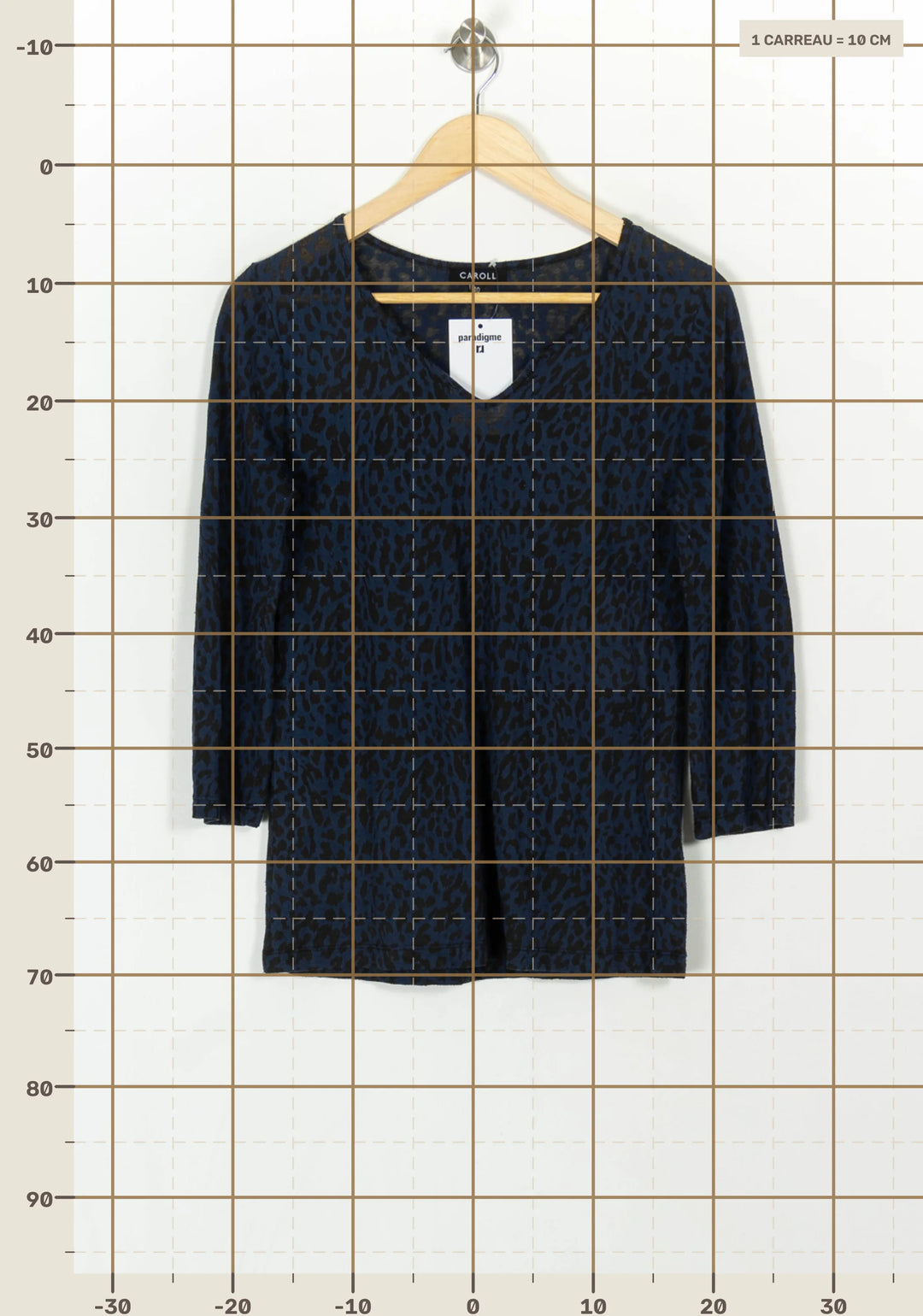 Tee-shirt Bleu et Noir - Taille L/40 de la marque Caroll | PARAD120776 - Vendu par Paradigme - Image 4