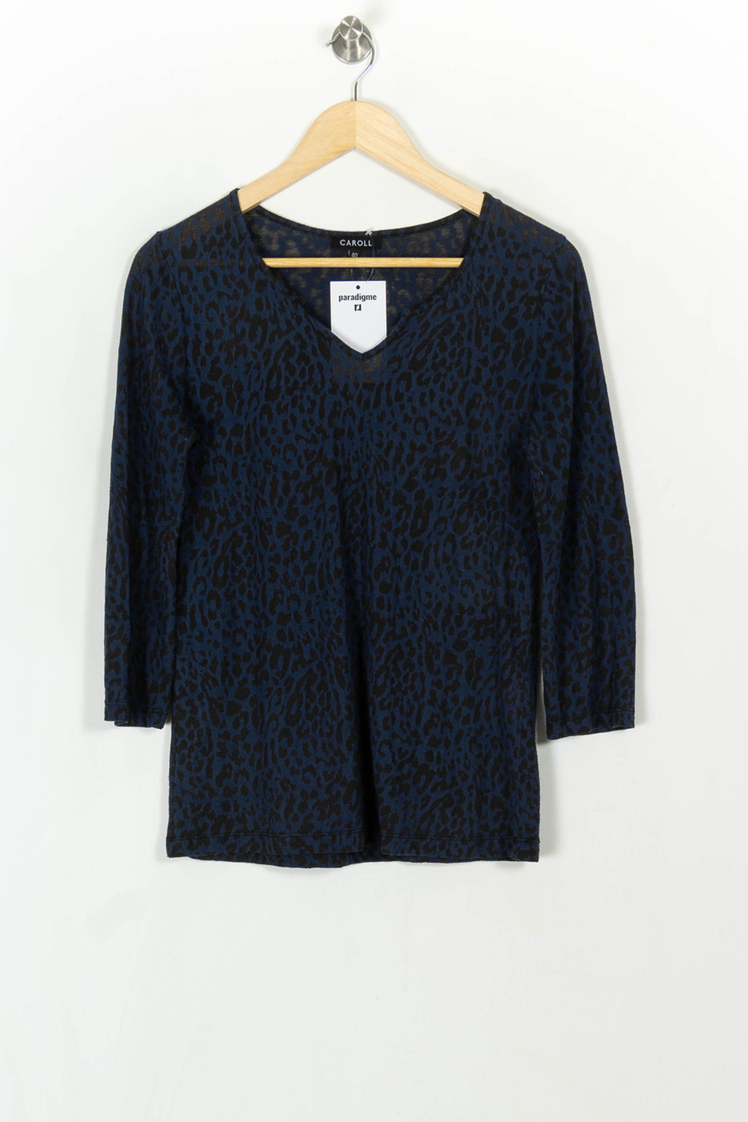 Tee-shirt Bleu et Noir - Taille L/40 de la marque Caroll | PARAD120776 - Vendu par Paradigme - Image 2