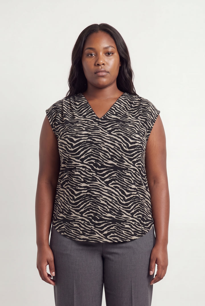Blouse Noire et Beige - Taille XXL/44 de la marque La Fée Maraboutée | PARAD120789 - Vendu par Paradigme - Image 1