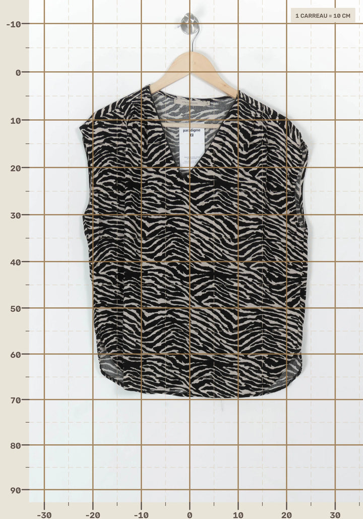 Blouse Noire et Beige - Taille XXL/44 de la marque La Fée Maraboutée | PARAD120789 - Vendu par Paradigme - Image 4