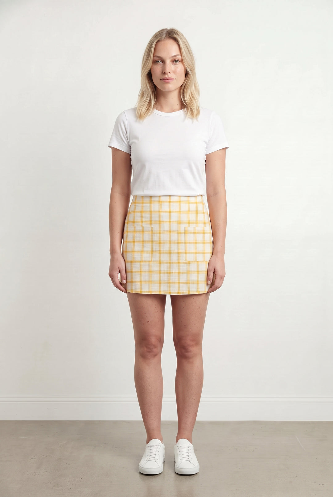 Jupe Courte Jaune et Blanche - Taille L/40 de la marque Claudie Pierlot | PARAD120794 - Vendu par Paradigme - Image 1