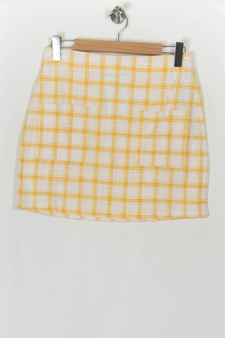 Jupe Courte Jaune et Blanche - Taille L/40 de la marque Claudie Pierlot | PARAD120794 - Vendu par Paradigme - Image 2