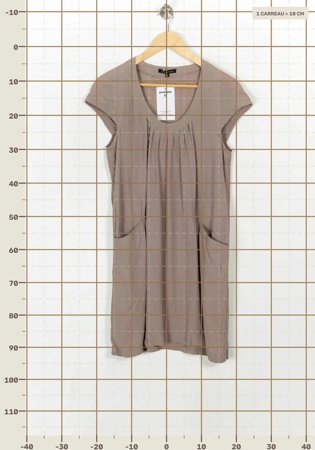 Robe Courte Taupe - Taille M/38 de la marque Tara Jarmon | PARAD120831 - Vendu par Paradigme - Image 4