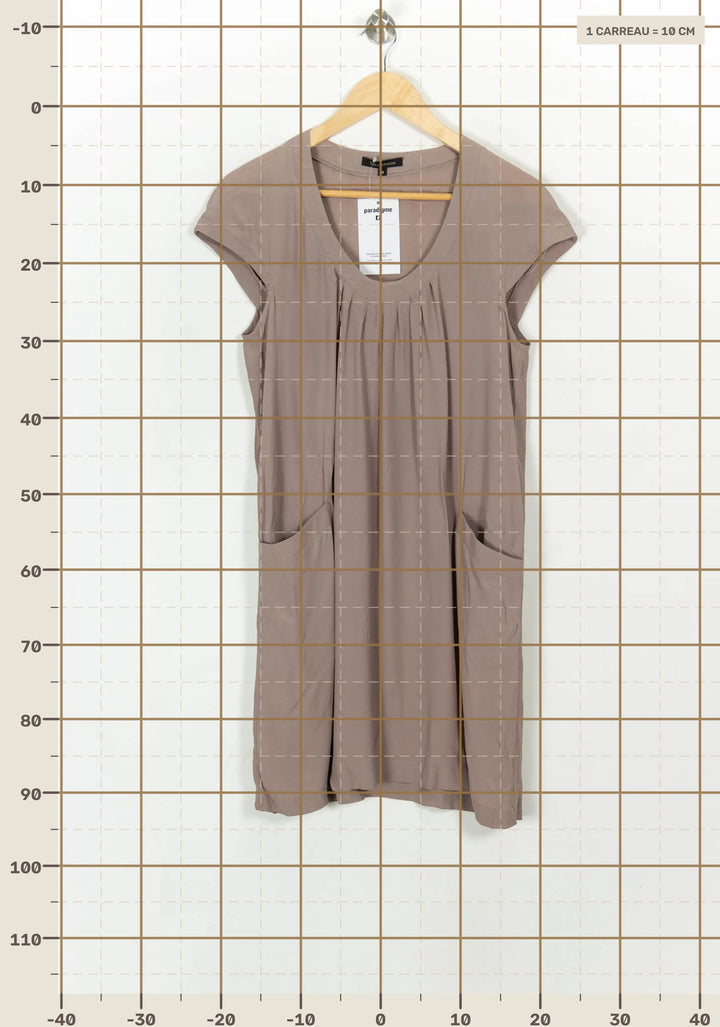 Robe Courte Taupe - Taille M/38 de la marque Tara Jarmon | PARAD120831 - Vendu par Paradigme - Image 4
