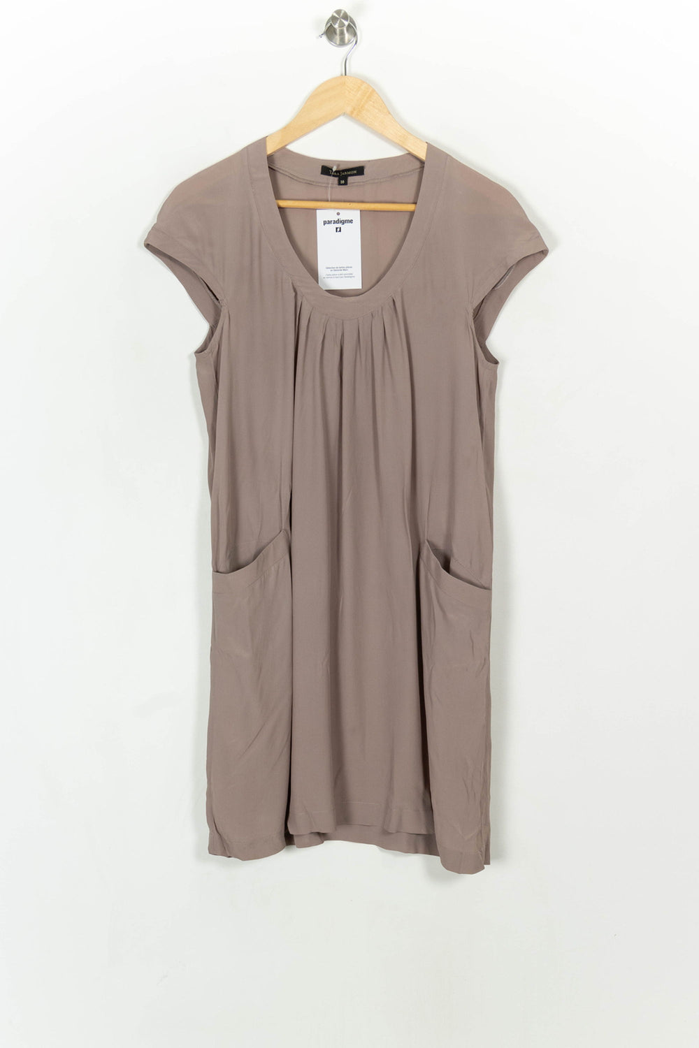 Robe Courte Taupe - Taille M/38 de la marque Tara Jarmon | PARAD120831 - Vendu par Paradigme - Image 2