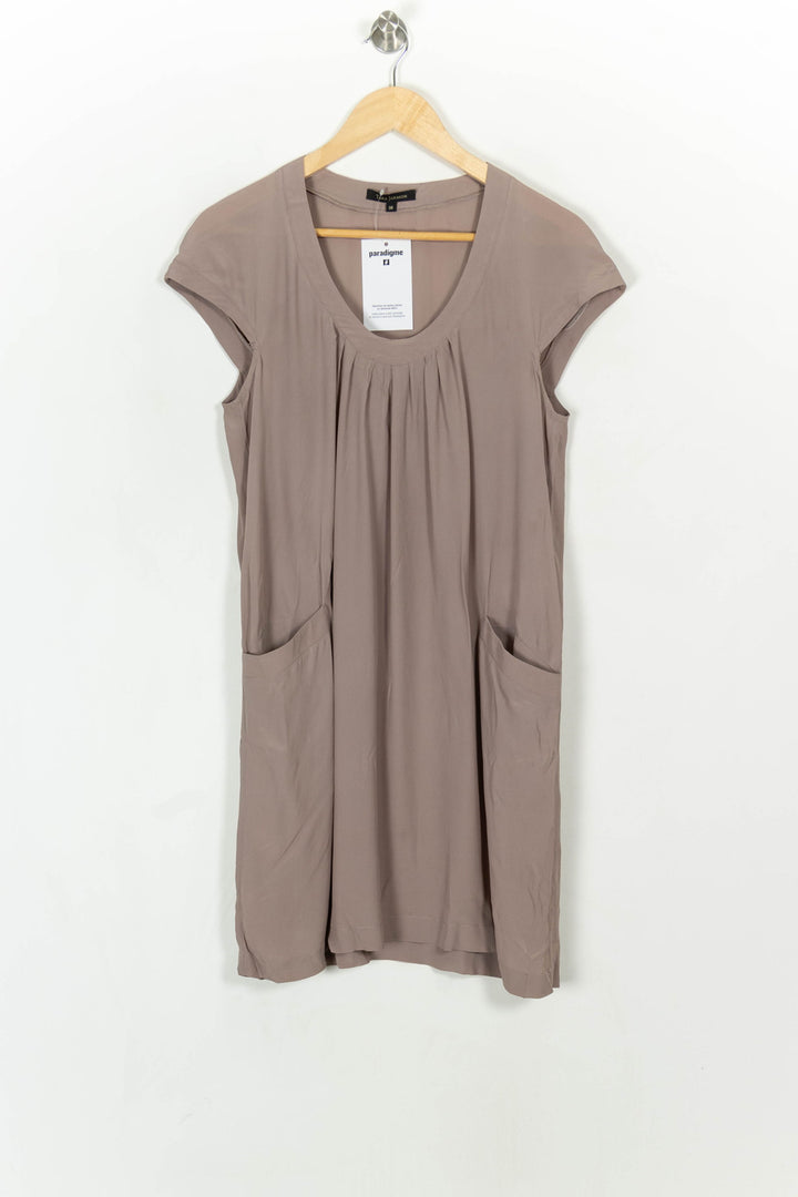 Robe Courte Taupe - Taille M/38 de la marque Tara Jarmon | PARAD120831 - Vendu par Paradigme - Image 2