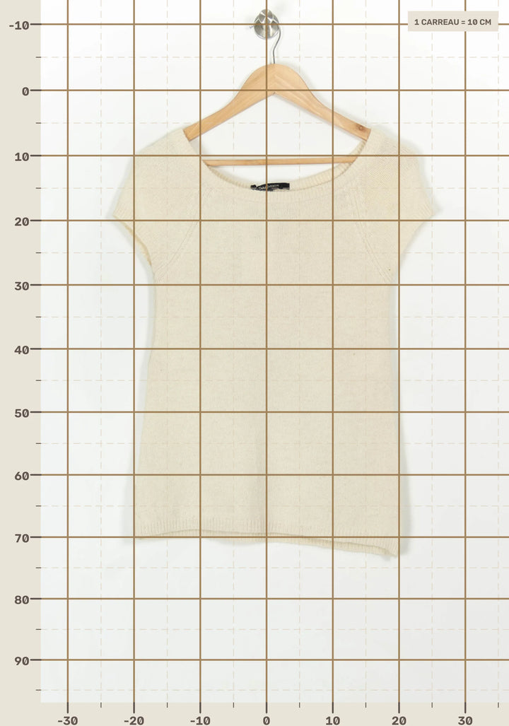 Pull Manches Courtes Beige - Taille S/36 de la marque Tara Jarmon | PARAD120832 - Vendu par Paradigme - Image 4
