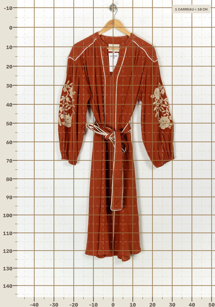 Robe Longue Orange et Beige - Taille XL/42 de la marque Stella Forest | PARAD120862 - Vendu par Paradigme - Image 4