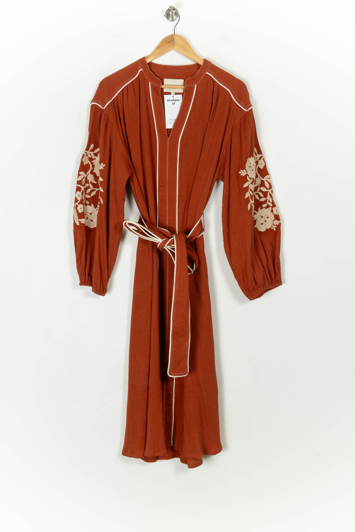 Robe Longue Orange et Beige - Taille XL/42 de la marque Stella Forest | PARAD120862 - Vendu par Paradigme - Image 2