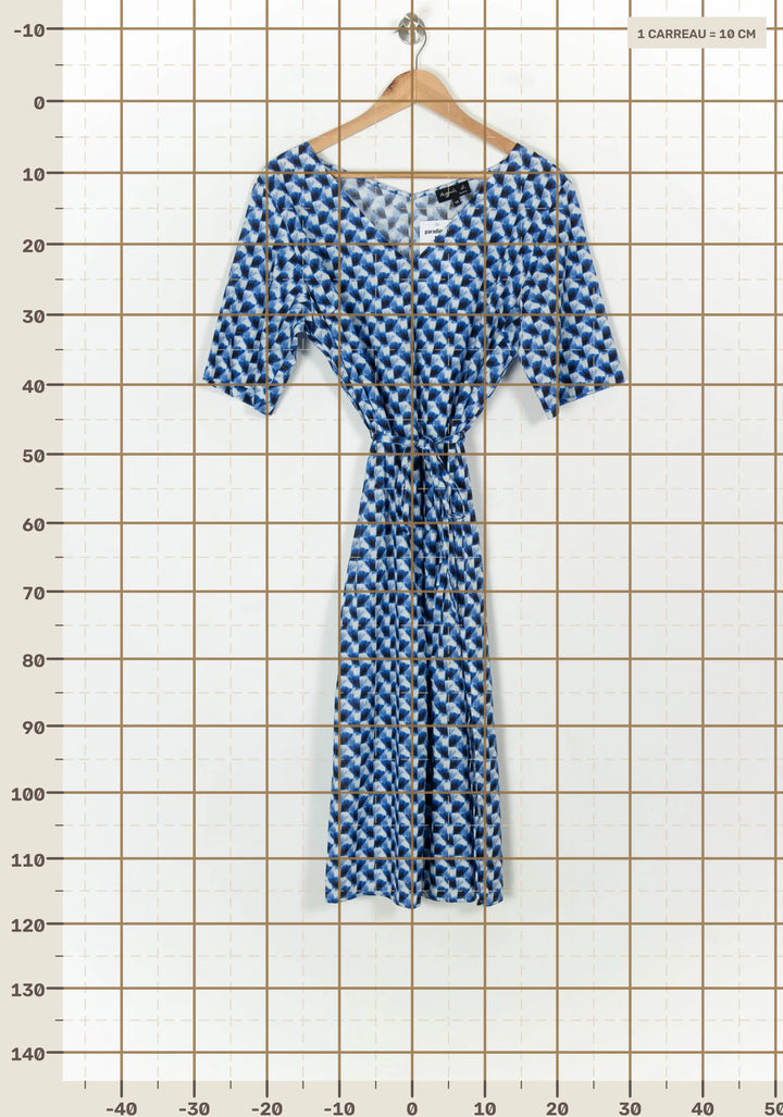 Robe Midi Bleue et Blanche - Taille XL/42 de la marque Agnès b. | PARAD120864 - Vendu par Paradigme - Image 4