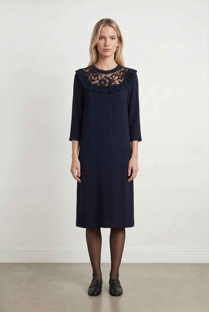 Robe Droite Bleu Marine et Noir - Taille S/36 de la marque Claudie Pierlot | PARAD120881 - Vendu par Paradigme - Image 1
