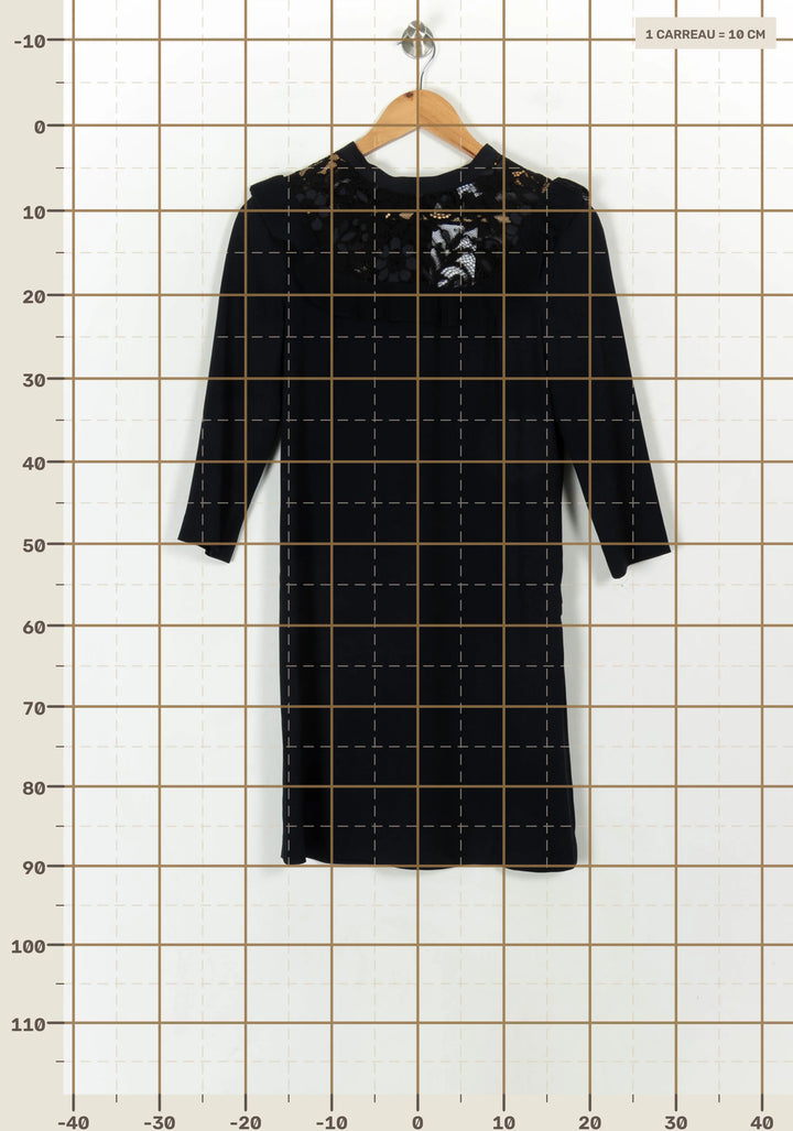 Robe Droite Bleu Marine et Noir - Taille S/36 de la marque Claudie Pierlot | PARAD120881 - Vendu par Paradigme - Image 4