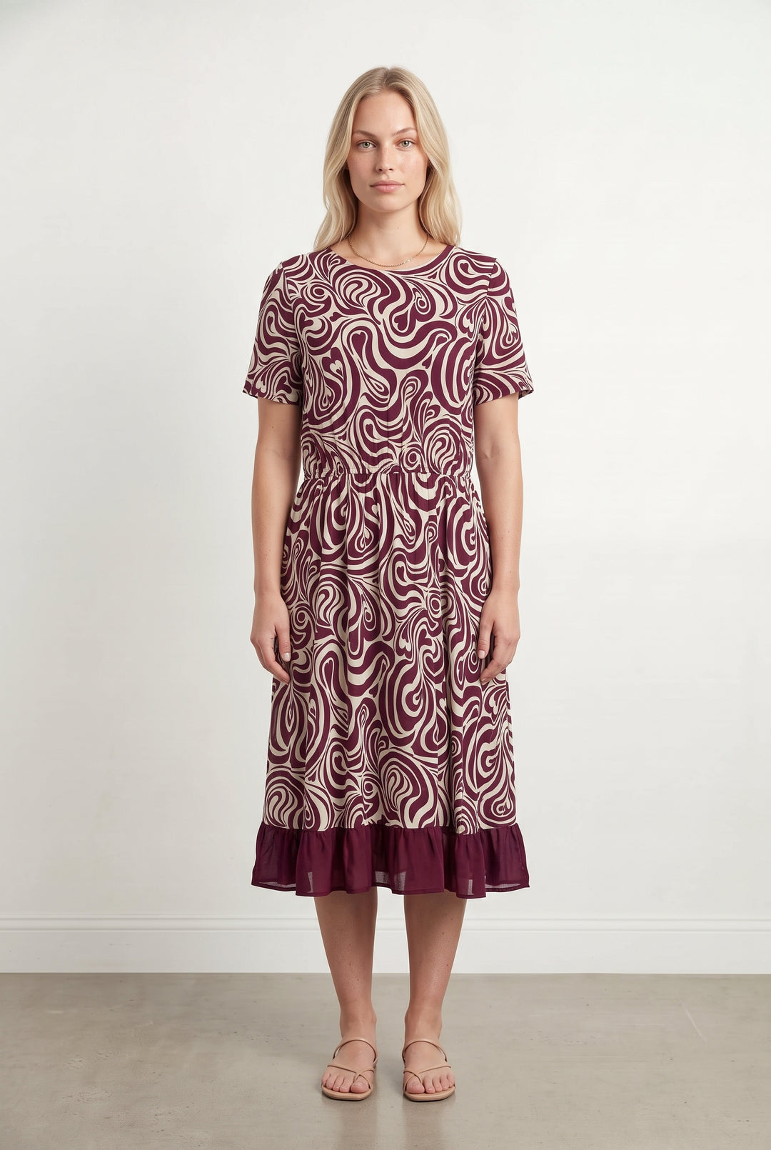 Robe Midi Bordeaux et Blanc - Taille L/40 de la marque Claudie Pierlot | PARAD120890 - Vendu par Paradigme - Image 1