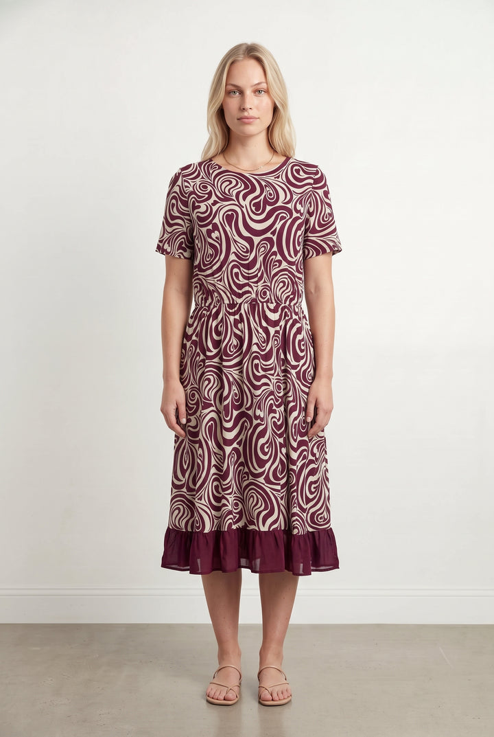 Robe Midi Bordeaux et Blanc - Taille L/40 de la marque Claudie Pierlot | PARAD120890 - Vendu par Paradigme - Image 1