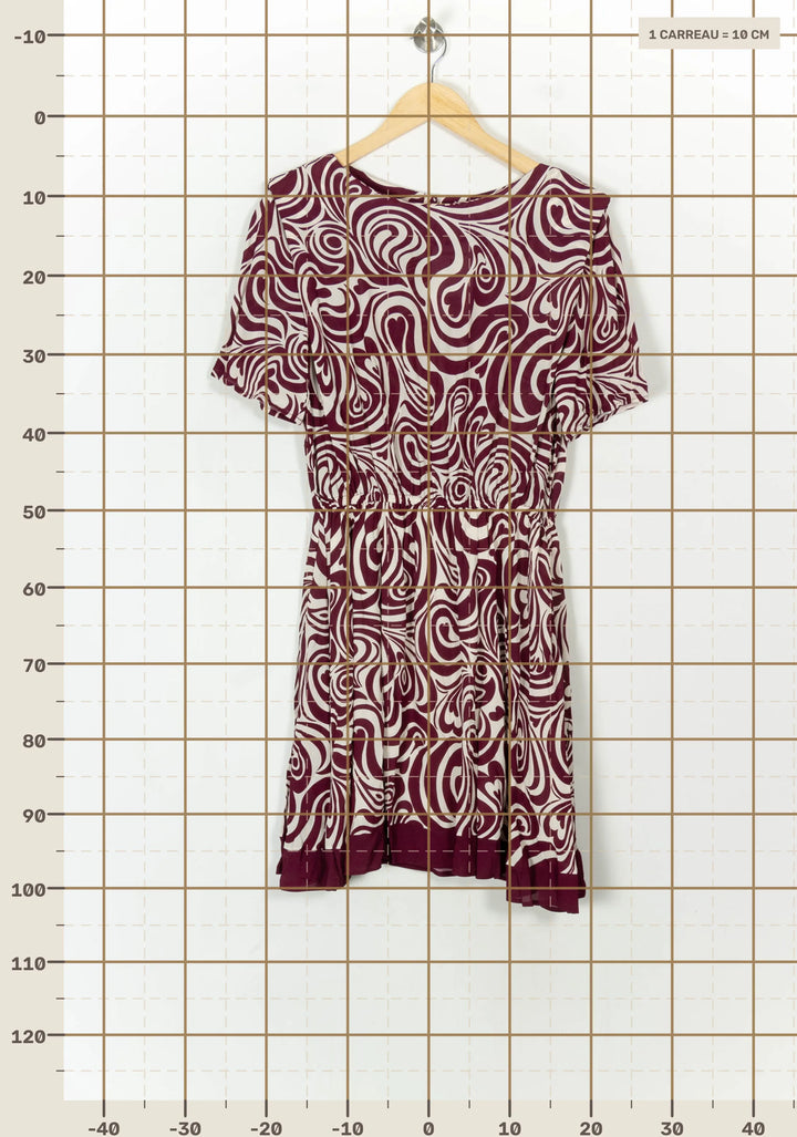 Robe Midi Bordeaux et Blanc - Taille L/40 de la marque Claudie Pierlot | PARAD120890 - Vendu par Paradigme - Image 4