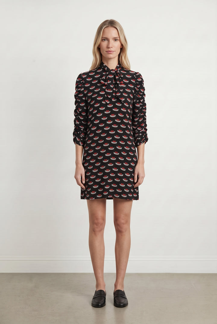 Robe Courte Noire et Rouge - Taille S/36 de la marque Sandro | PARAD120901 - Vendu par Paradigme - Image 1