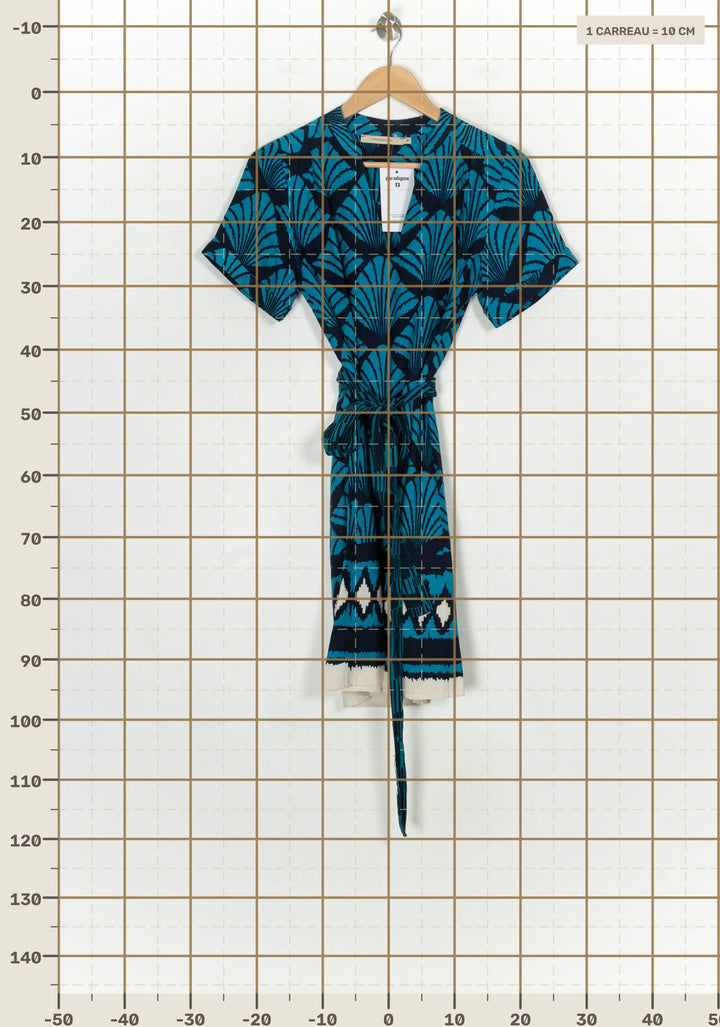 Robe Portefeuille Bleue et Noire - Taille M/38 de la marque La Fée Maraboutée | PARAD120903 - Vendu par Paradigme - Image 4