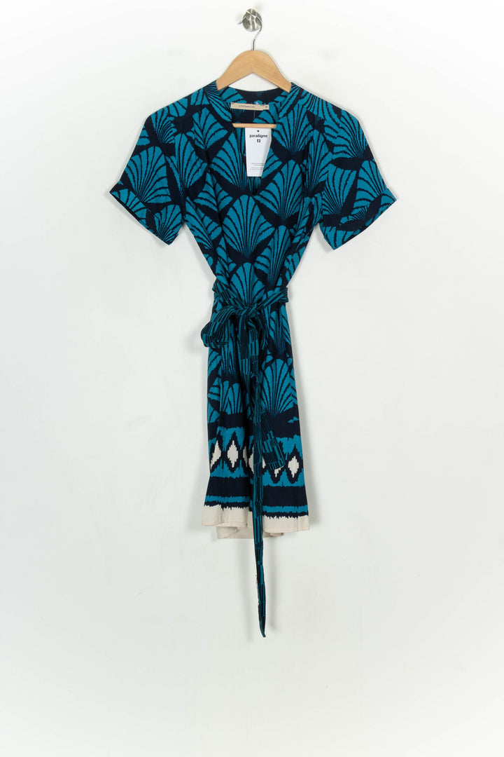 Robe Portefeuille Bleue et Noire - Taille M/38 de la marque La Fée Maraboutée | PARAD120903 - Vendu par Paradigme - Image 2