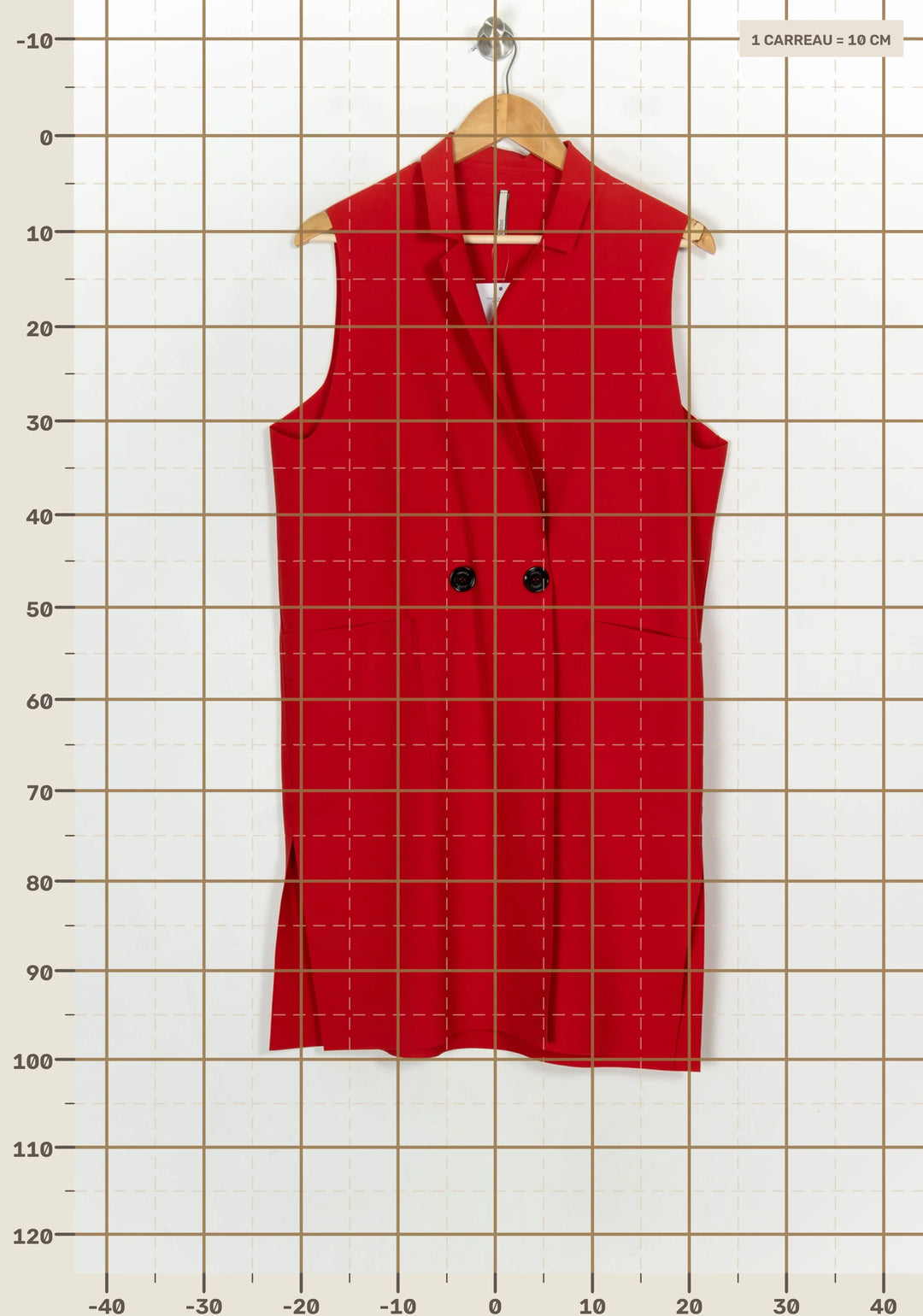 Veste Sans Manches Rouge - Taille L/40 de la marque Indies | PARAD120906 - Vendu par Paradigme - Image 4