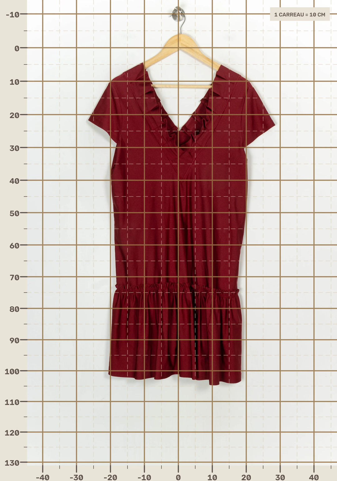 Robe Courte Bordeaux - Taille L/40 de la marque Indies | PARAD120907 - Vendu par Paradigme - Image 4