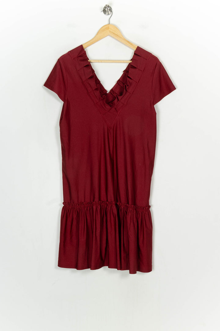 Robe Courte Bordeaux - Taille L/40 de la marque Indies | PARAD120907 - Vendu par Paradigme - Image 2