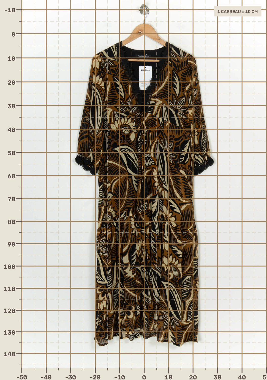 Robe Longue Marron et Noire - Taille L/40 de la marque Bleu Blanc Rouge | PARAD120908 - Vendu par Paradigme - Image 4