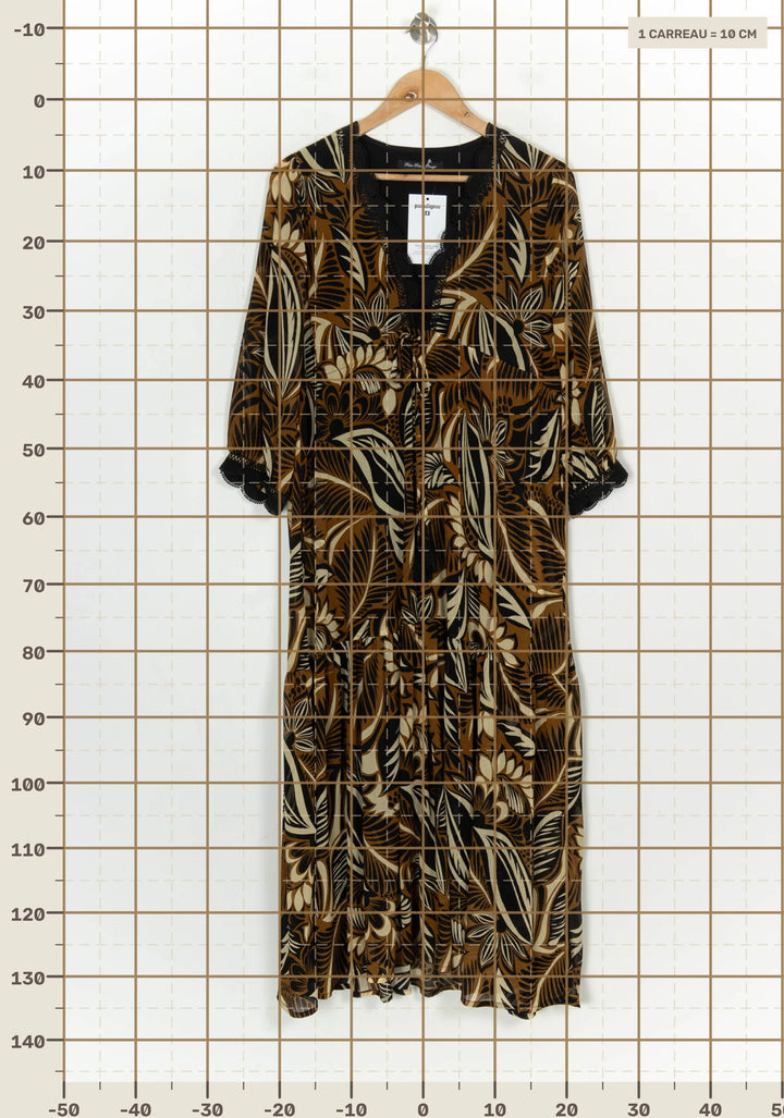 Robe Longue Marron et Noire - Taille L/40 de la marque Bleu Blanc Rouge | PARAD120908 - Vendu par Paradigme - Image 4